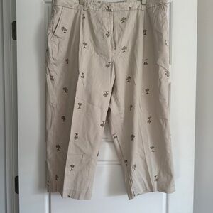 JM Collection women’s Beige Pants with Palm tree Print